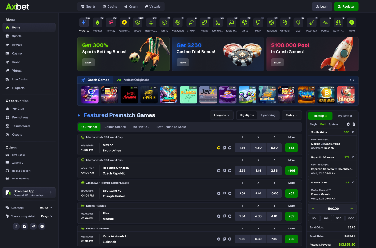 AXBET masaüstü — spor, kampanyalar ve crash oyunlarıyla ana sayfa